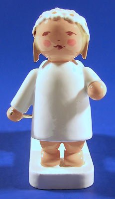 Handpainted Wooden Snowflake Angel Figurine with Wagon - German Holiday Decor