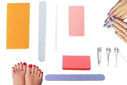 Disposable Manicure and Pedicure Kit 6-Piece Nail Care Set with Nail Clipper