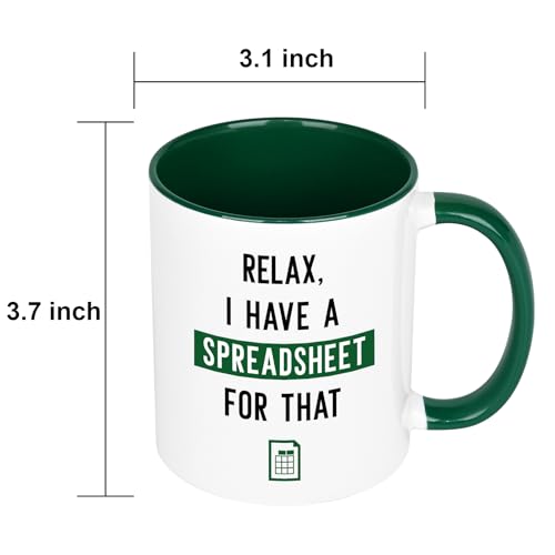 Funny Excel Mug - Accountant Gifts for Women Men, Christmas & Birthday Gift - White & Green II, 11 Oz