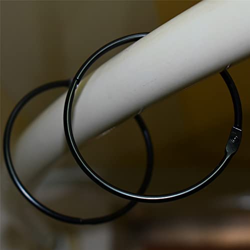 Black Shower Curtain Rings - Metal Round Hooks (15 Pack, 2.75 Inch)