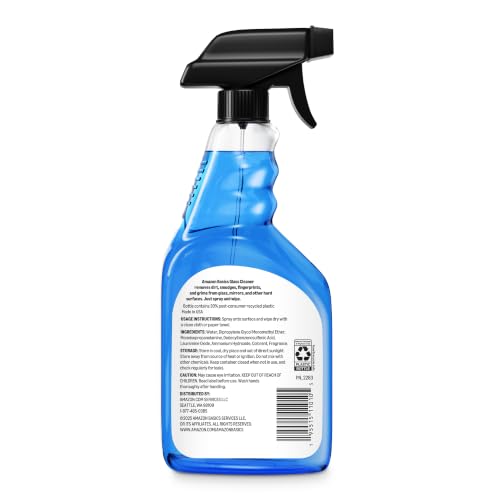 Amazon Basics Glass Cleaner Pack of 2 with 1 Sprayer - Streak-Free Shine, 32 Fl Oz