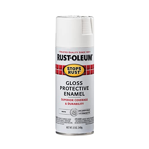 Rust-Oleum Stops Rust Spray Paint, 12 oz, Gloss White - Durable & Weather Resistant