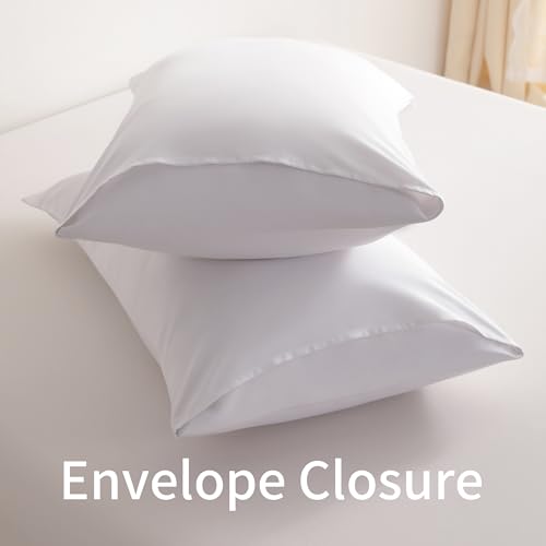 BEDSUM Standard Microfiber Pillowcases - Set of 2, 20x26, White