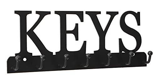 Lixgifts Wall-Mounted Key Holder with 7 Hooks, 10x1x3.7 inches - Black Metal Key Organizer for Entryway & Home Decor