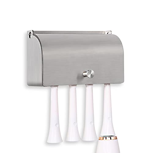 304 Stainless Steel Toothbrush Holder - 4 Slot Wall Mounted Organizer