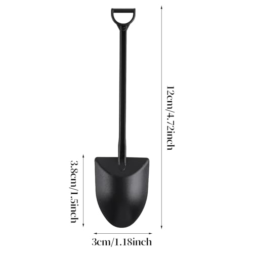 CCINEE 50pcs Mini Shovel Spoons, 12x3cm Disposable Black Plastic Dessert Spoons