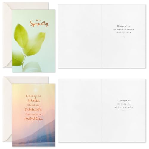 Hallmark Sympathy Cards Assorted 16-Pack with Envelopes - Nature Design, Supportive Sentiments, 5" x 7.19" (Variation: Cards)