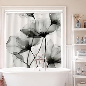Gray Floral Shower Curtain 40x36 Inches Waterproof Polyester Bathroom Decor - Riyidecor B 01gray