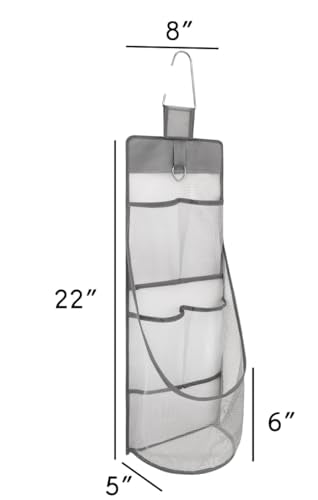 ALYER Hanging Mesh Storage Organizer - 22" Gray Shower Caddy & Closet Net