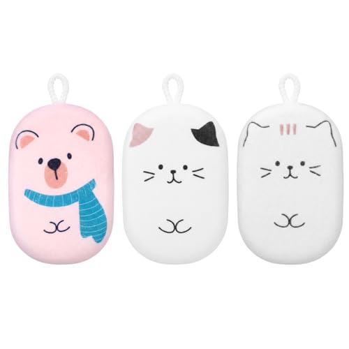 Ferrochef 3-Pack Bath Loofah Sponge Animal Pattern Soft Body Scrubber
