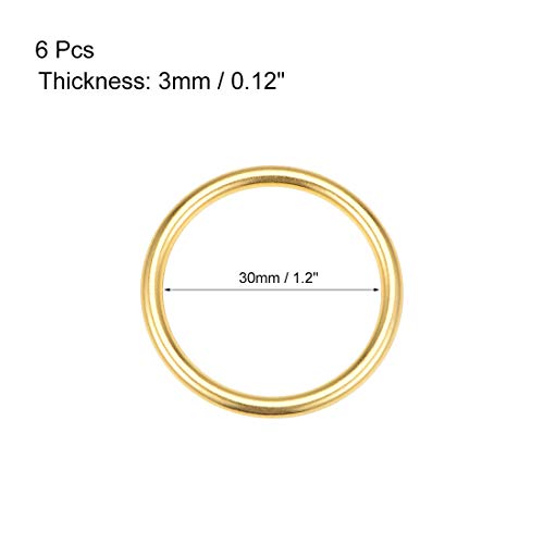uxcell Zinc Alloy O-Ring Buckles 30mm ID 3mm Thickness Gold 6pcs