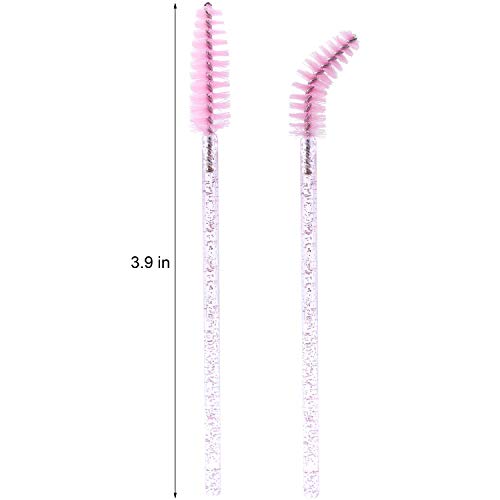 Tbestmax 100-Pack Disposable Eyelash Brushes & Mascara Wands - Pink