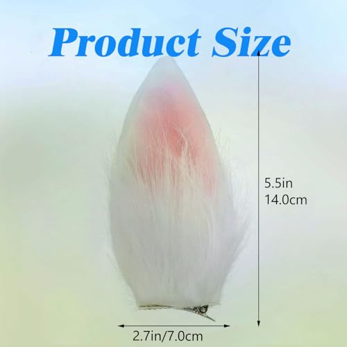 Amazleer Bunny Ear Hair Clips 2-Piece White Rabbit Ears Costume Prop
