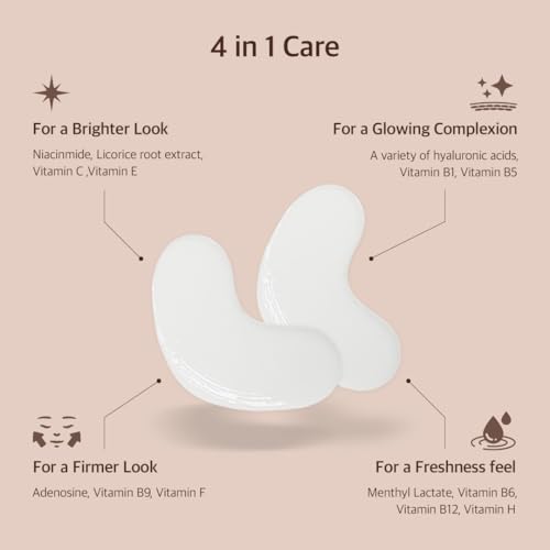 SKINGERO Bright & Glow Hydrogel Eye Patch - Hydrating & Firming Heart Shape Eye Mask (1 Pair)