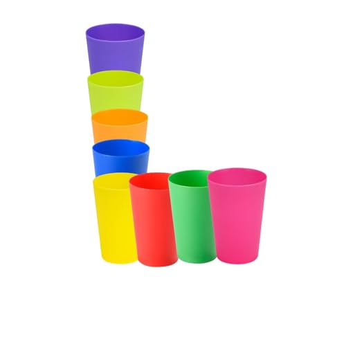 Set of 8 Mini Reusable Plastic Cups - Colorful Stackable Tumblers for Parties & Outdoor Use