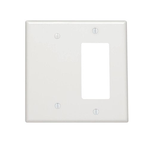 Leviton 2-Gang Combination Wallplate - 1 Blank & 1 Decora/GFCI, White
