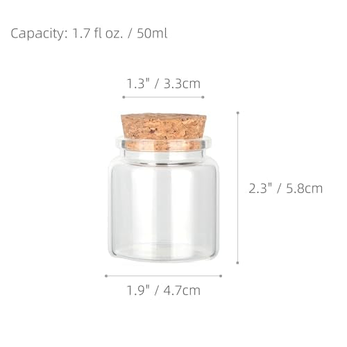 Magic Season Decorative Round Glass Bottles with Cork Stoppers - 2 Pack