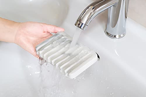 White Ceramic Soap Dish with Drainage for Shower & Sink