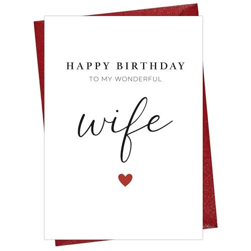 Wonderful Wife Birthday Card with Envelope - Romantic Gift