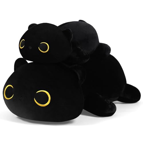 MIAOHAHA Black Cat Plush Pillow - 11.8 Inch Soft Stuffed Animal Toy