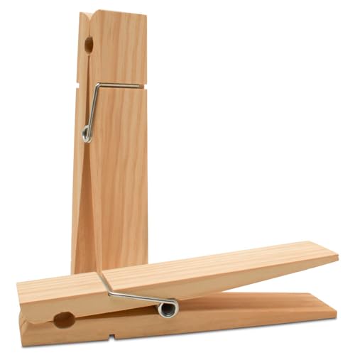 Oversized Wooden Clothespins - 9-Inch Heavy Duty, Pack of 2 for Crafts & Laundry Decor