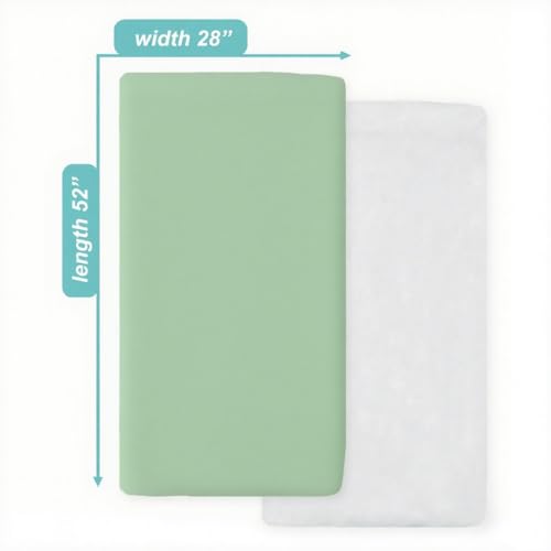 2 Pack Fitted Crib Sheets 28x52 Inches Microfiber White/Green - American Baby Company