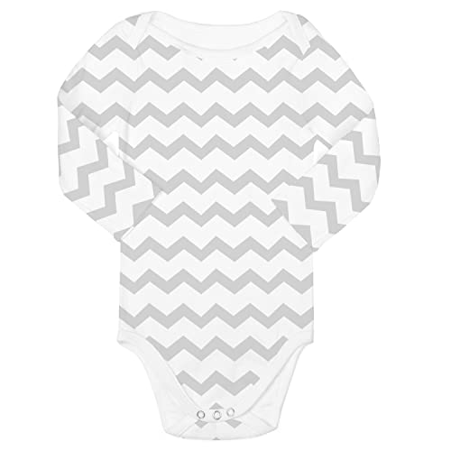 BaeBae Goods Long Sleeve Baby Bodysuit Set - Grey/White Triangles, 12 Months