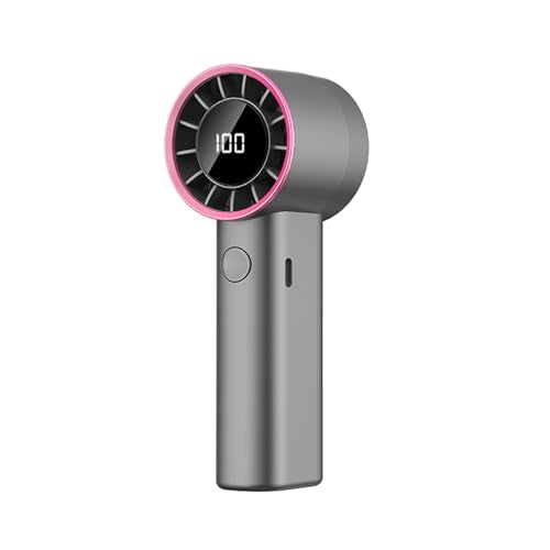 Portable Handheld Turbo Fan - Adjustable USB-C Rechargeable Mini Fan, Digital Display, Ultra-Quiet, ABS Resin Exterior - Black