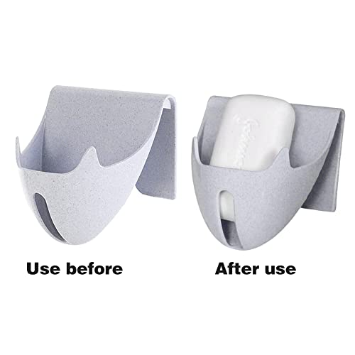2-Pack Soap Dishes with Drain for Bathroom & Kitchen, Wall Mount & Adhesive