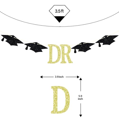 Dr Banner for 2026 Graduation Party Decorations Gold Glitter