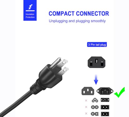 5ft 3-Prong Power Cord Replacement for Instant Pot and Smokeless Grills
