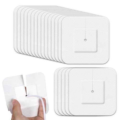 15 Pcs Split Drain Adhesive Feeding Tube Bandages, Peg G J Supra-Pubic Incision Bordered Guaze Pad, Sterile Drain Patch Supplies Island Dressing, Catheter Stabilization Device Holder for Nursing Care