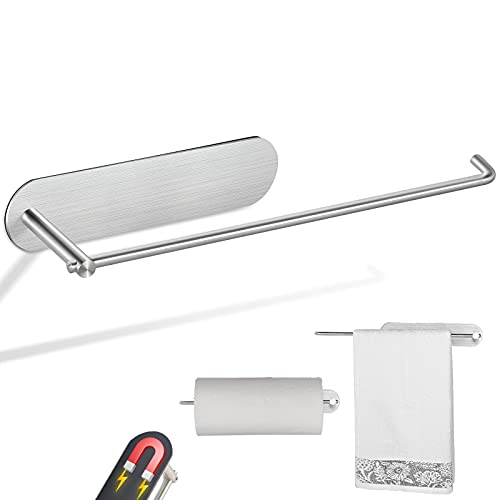 Yoniccal 11.8 Inch Silver Magnetic Steel Paper Towel Holder for Fridge & Kitchen