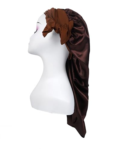 Large Long Satin Bonnet for Women - Stretchy Tie Band Sleep Cap