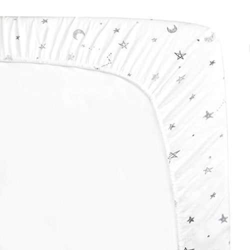 American Baby Company 2 Pack Fitted Mini Crib Sheets Gray Stars/Zigzag 38x24"