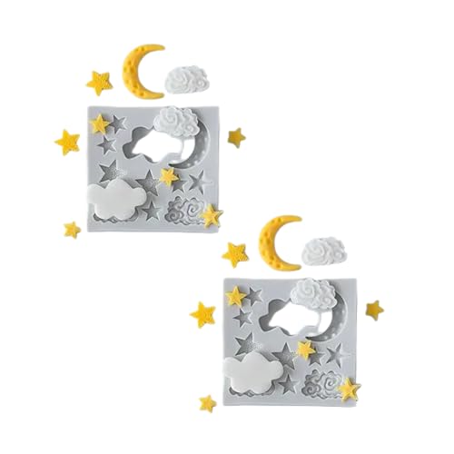 Star Moon Clouds Silicone Fondant Molds 2 Pcs Candy Chocolate Molds