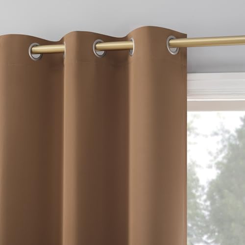 Sun Zero Easton Blackout Grommet Curtain Panel, Sunbaked Brown, 40" x 84"