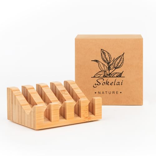 Bamboo Soap Dish & Shampoo Bar Holder - Eco-Friendly Self-Draining Tray, 2 Pack