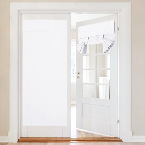NICETOWN Adhesive French Door Curtain - 26"W x 80"L Thermal Blackout White