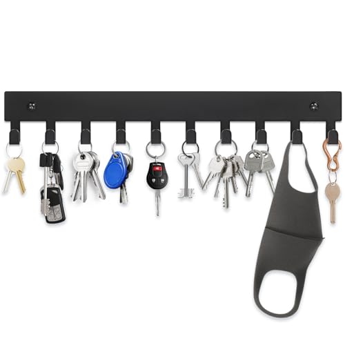 Bonsture Heavy Duty Magnetic Key Holder with 10 Hooks - Matte Black