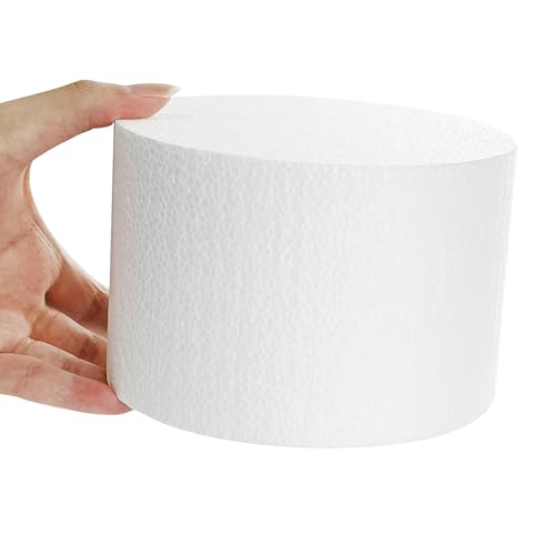 2 Pack Foam Cake Dummies, 6x4 Inch Round Styrofoam Decorating Bases