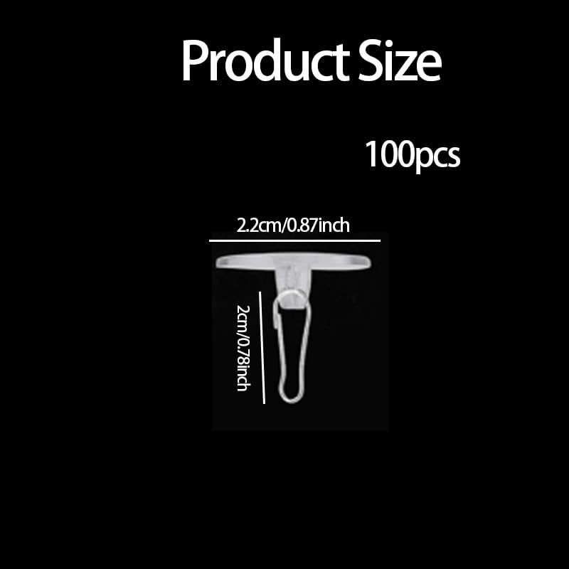 100-Pack Adhesive Ceiling Hooks – Removable Transparent Hanging Discs