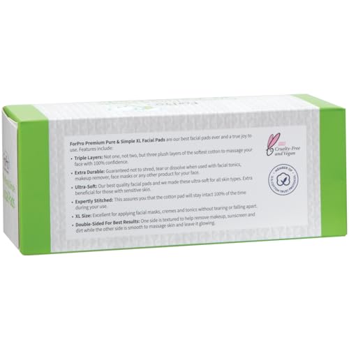 ForPro XL Disposable Facial Pads - Triple Layer Ultra Soft Cotton 60-Count