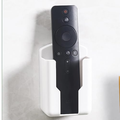 Wall Mounted Remote Control Holder - Self-Adhesive Phone Storage (White)