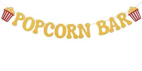 Popcorn Bar Banner - Glitter Decor for Birthday & Bachelorette Parties