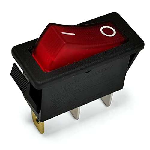 Replacement Lighted Rocker Switch for Electric Fireplaces - 20A 125VAC