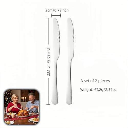 2-Piece Stainless Steel Butter Knife Set with Serrated Edge