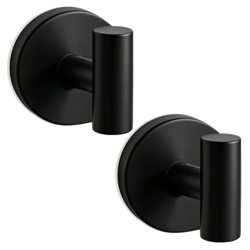 Matte Black Suction Cup Hooks - 2Pcs Waterproof Towel Holders