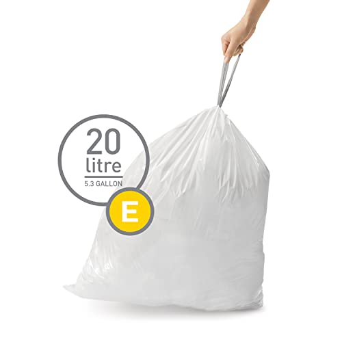 simplehuman Code E White Trash Bags - 20 Count Drawstring Liners