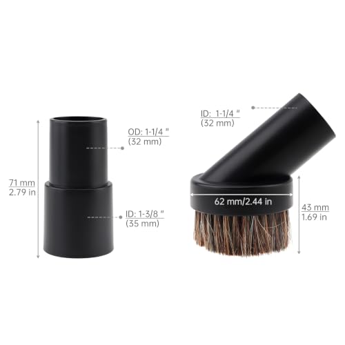 Vacuum Brush Attachment Set - 3 Pack 1.25 Inch Round Dust Brushes